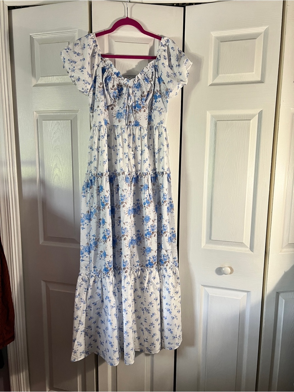 Blue Floral Tiered Maxi Dress - Women